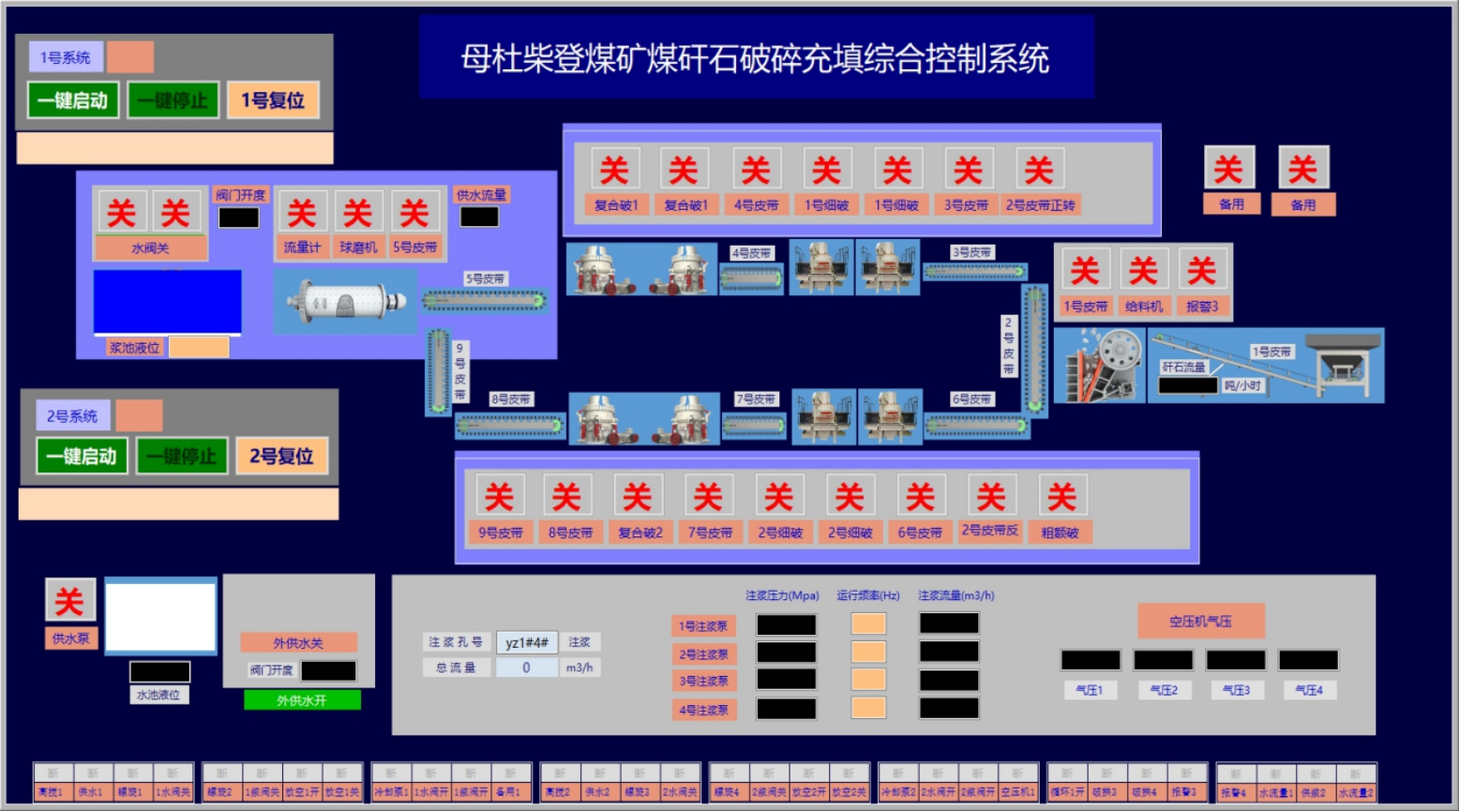 煤矸石破碎注浆控制系统软件界面